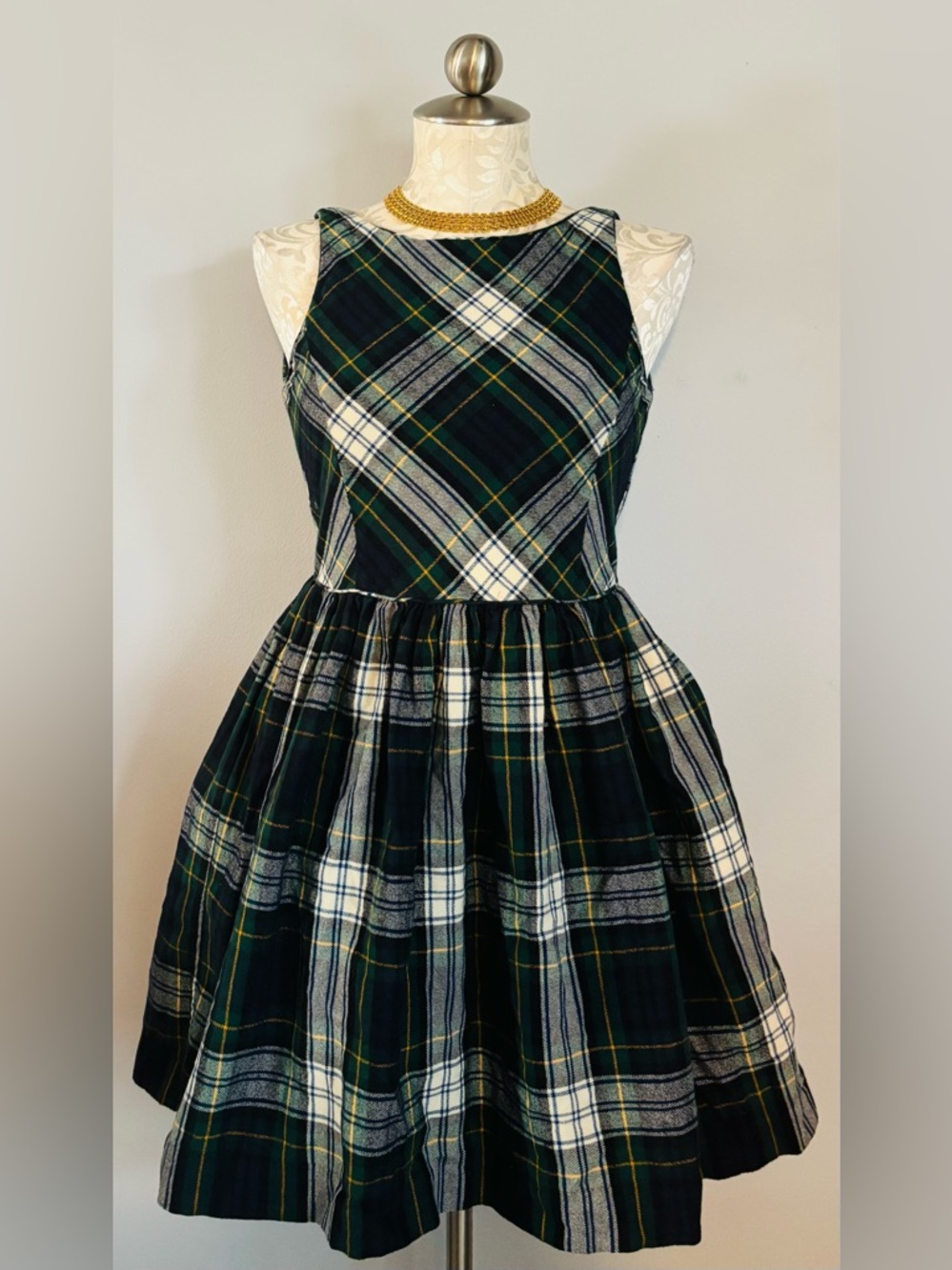 Polo by Ralph Lauren Plaid Dress with Navy and yellow Accents